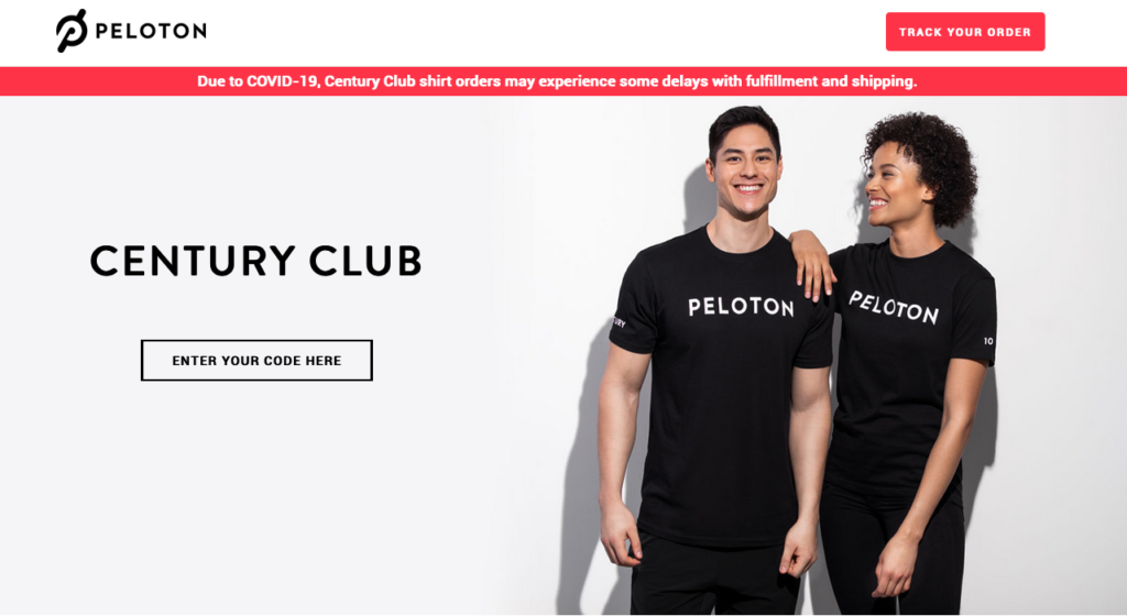 Peloton Century Club Webseite